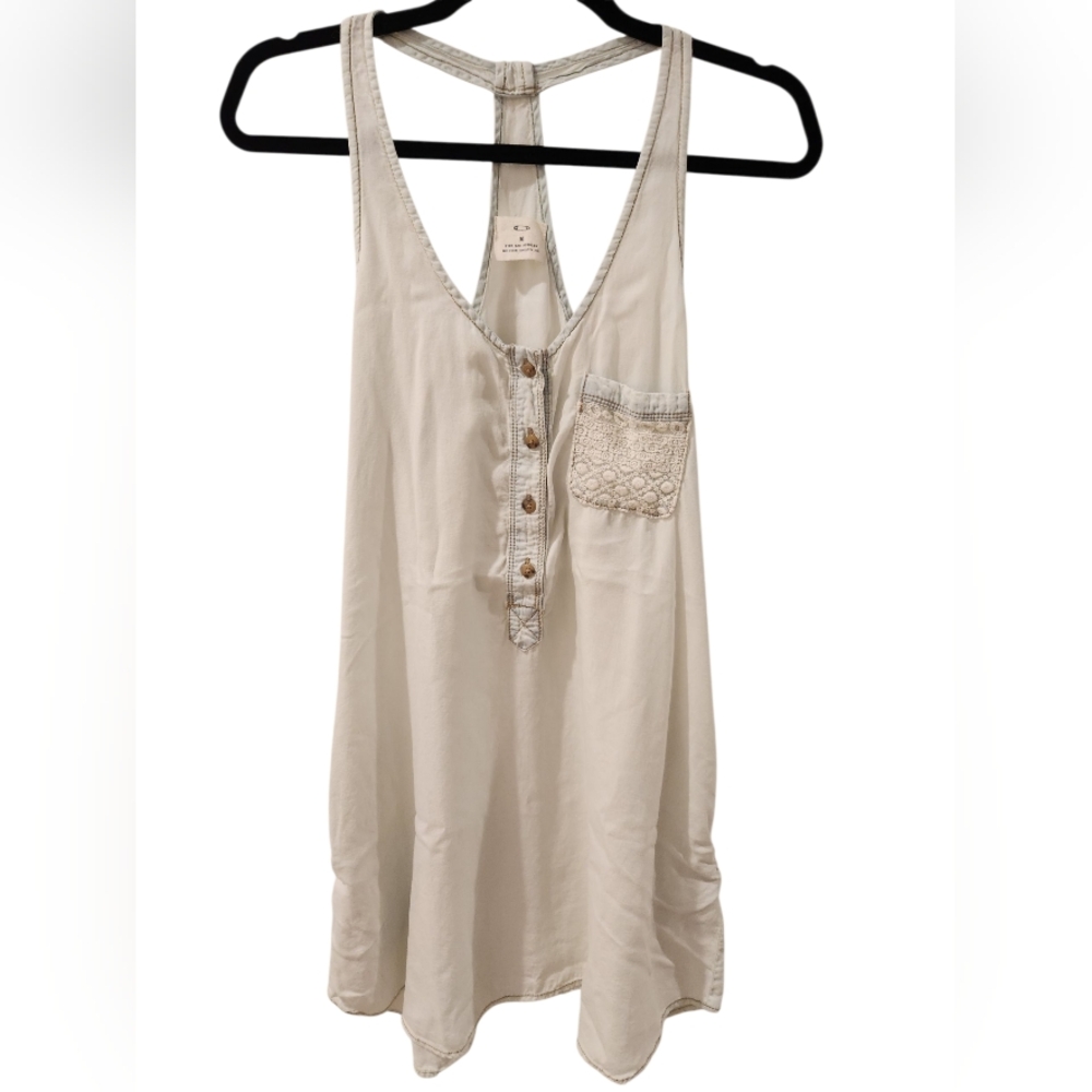 Urban Outfitters Pins & Needles Light Denim Racerback Dress With Lace Pocket